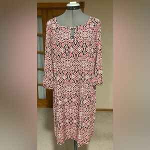Laundry By Shelli Segal Pink and Black Long Sleeve Dress